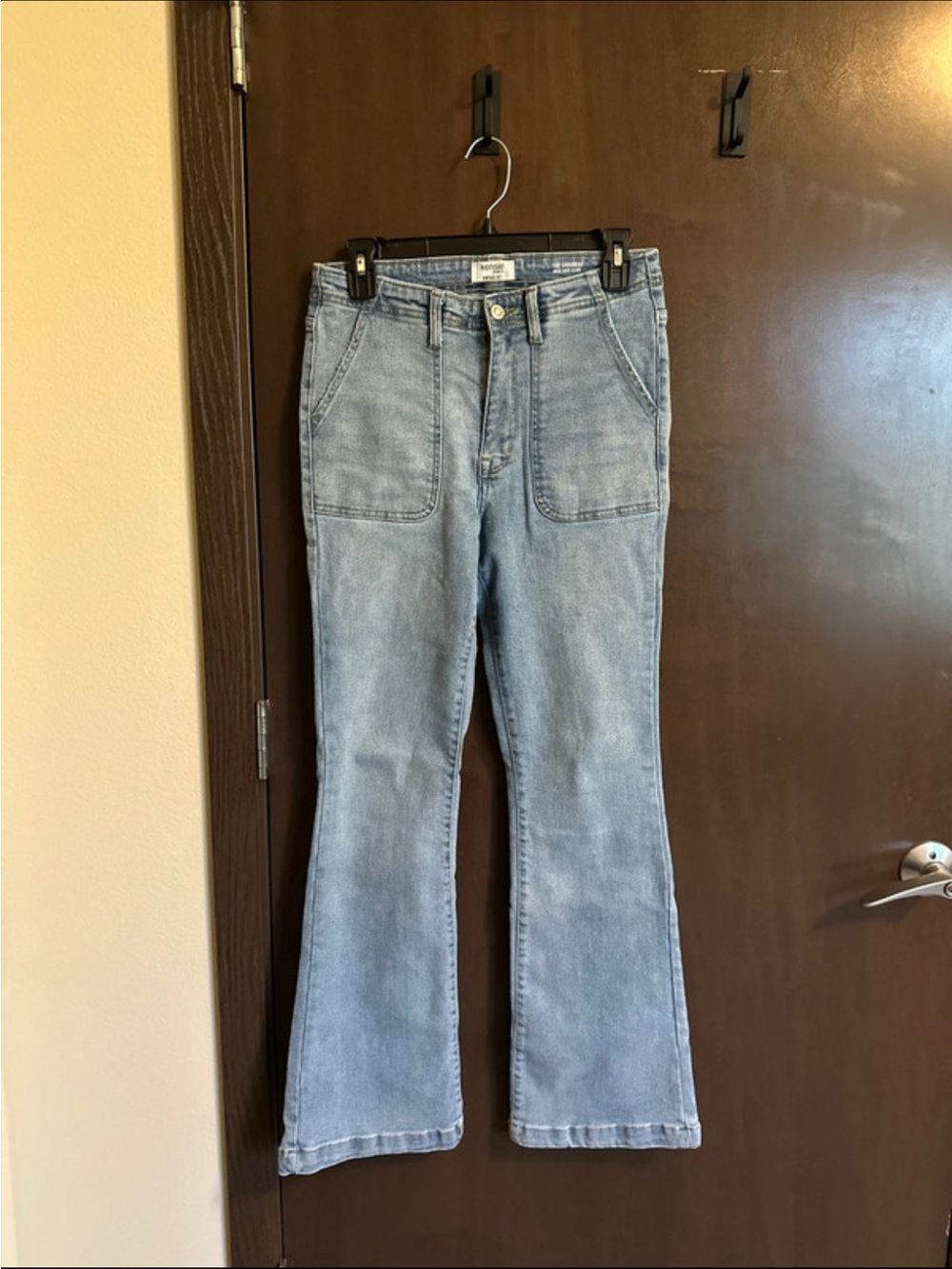 Kensie Light Blue Flared Wide-Leg Jeans